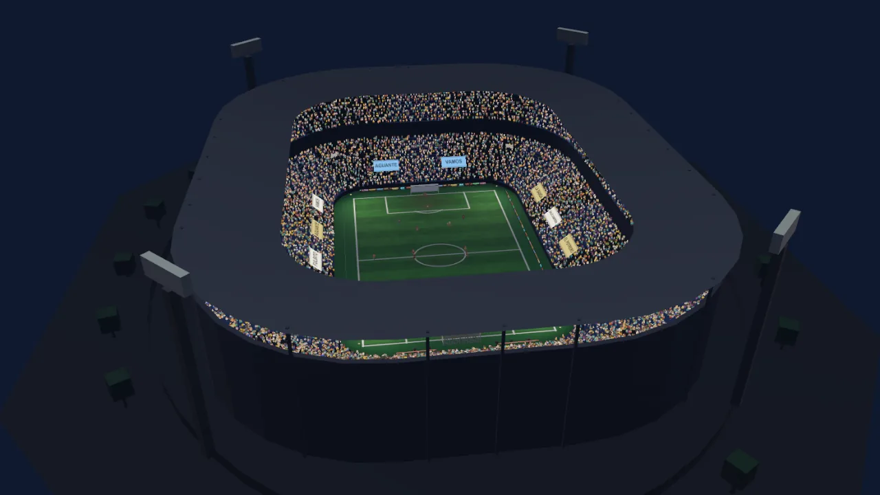 Vista aérea de EL COLISEO, lleno: dos bandejas, techo y esquinas cerradas